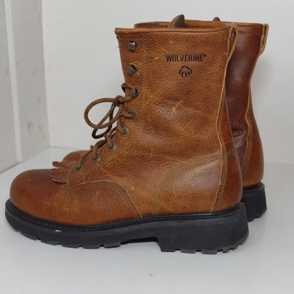 Wolverine Men's Tan Leather Lace-Up Boots Size (9.1/2)